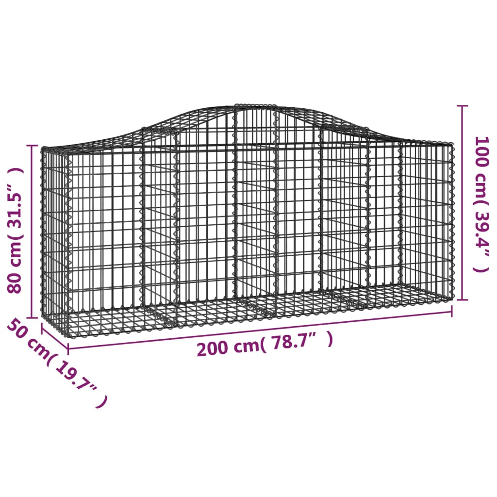 Lučne gabionske košare 5 kom 200x50x80/100 cm pocinčano željezo
