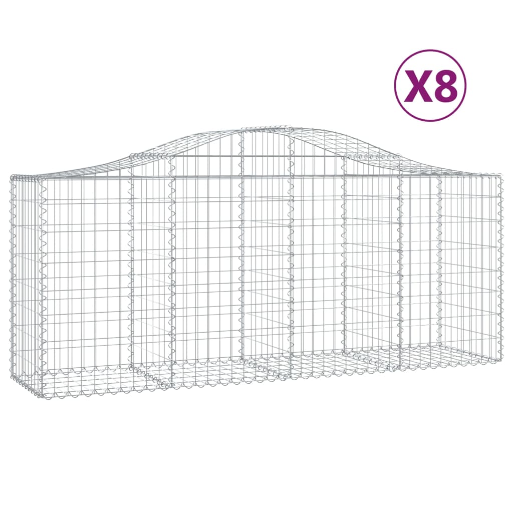 Lučne gabionske košare 8 kom 200x50x80/100 cm pocinčano željezo