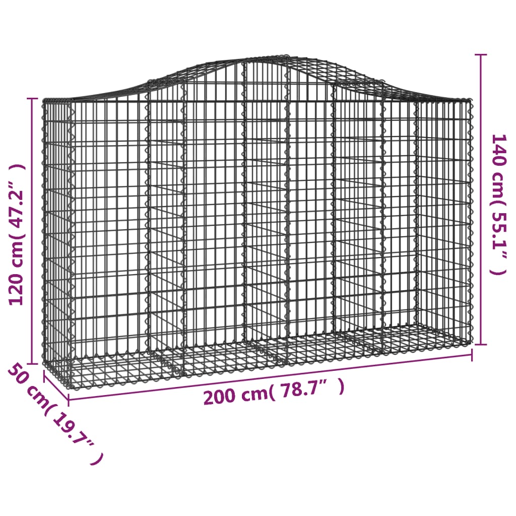 Lučne gabionske košare 3 kom 200x50x120/140cm pocinčano željezo