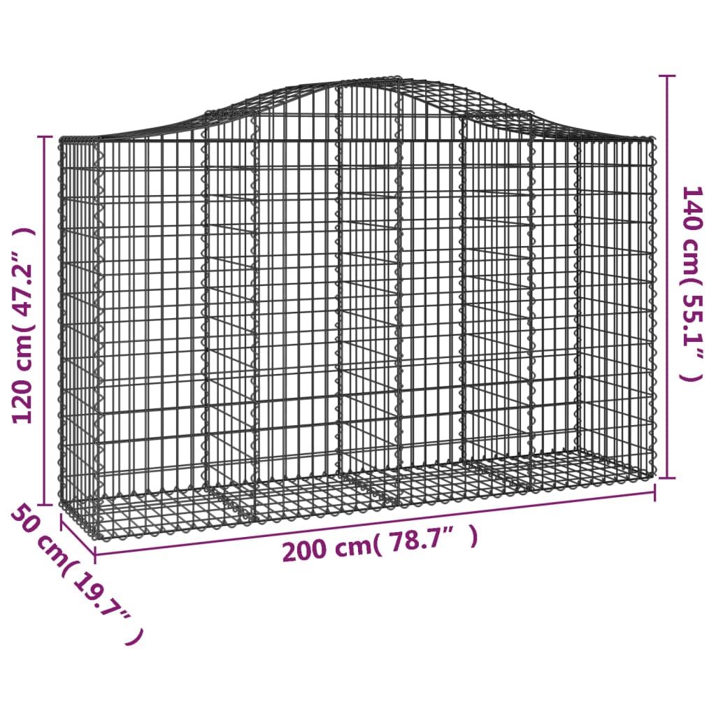 Lučne gabionske košare 9 kom 200x50x120/140cm pocinčano željezo