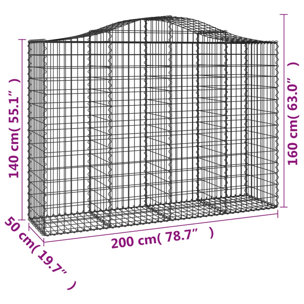 Lučne gabionske košare 4 kom 200x50x140/160cm pocinčano željezo