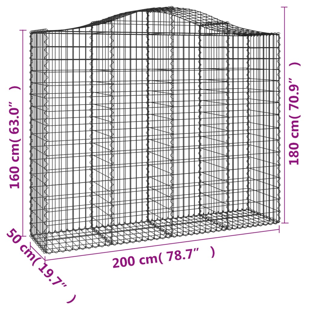 Lučne gabionske košare 2 kom 200x50x160/180cm pocinčano željezo
