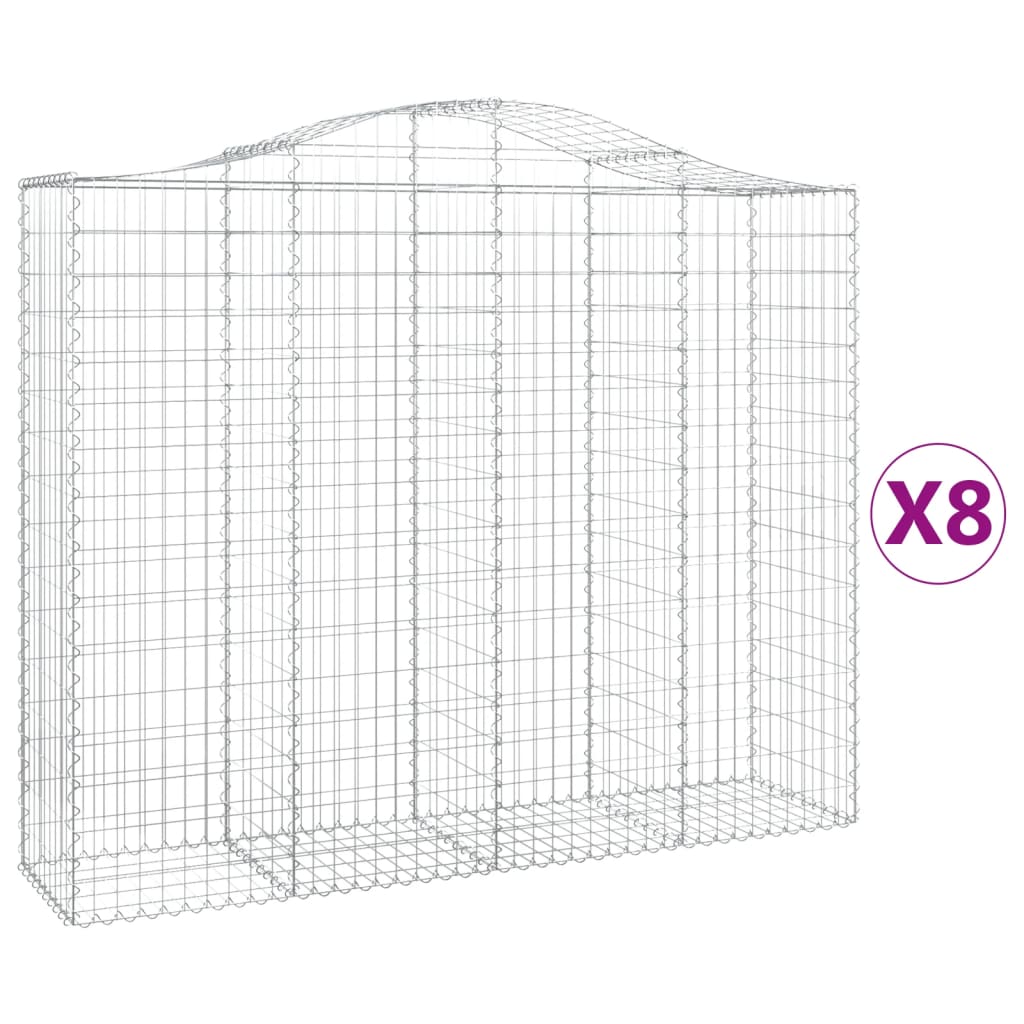 Lučne gabionske košare 8 kom 200x50x160/180cm pocinčano željezo