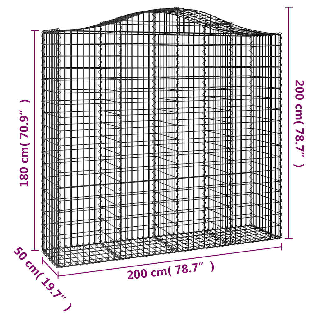 Lučne gabionske košare 2 kom 200x50x180/200cm pocinčano željezo