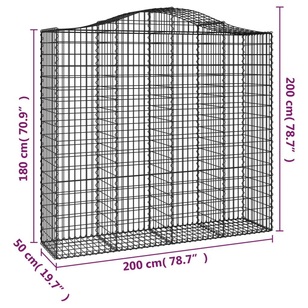 Lučne gabionske košare 3 kom 200x50x180/200cm pocinčano željezo