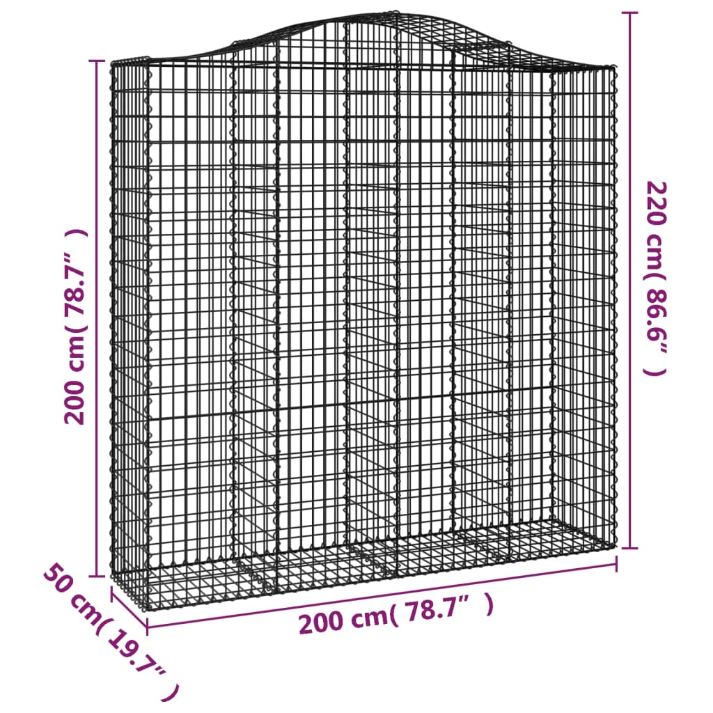 Lučne gabionske košare 4 kom 200x50x200/220cm pocinčano željezo