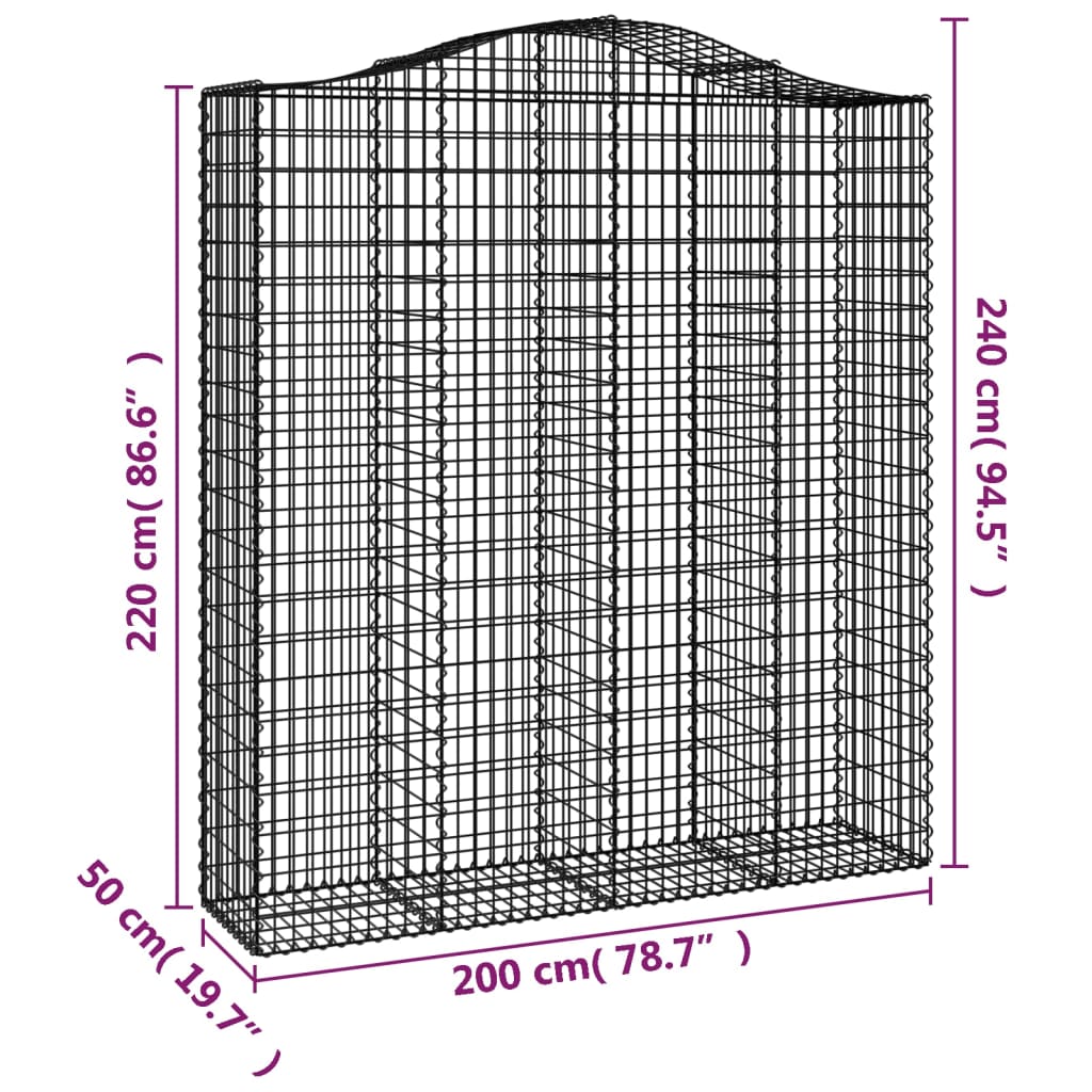 Lučne gabionske košare 5 kom 200x50x220/240cm pocinčano željezo