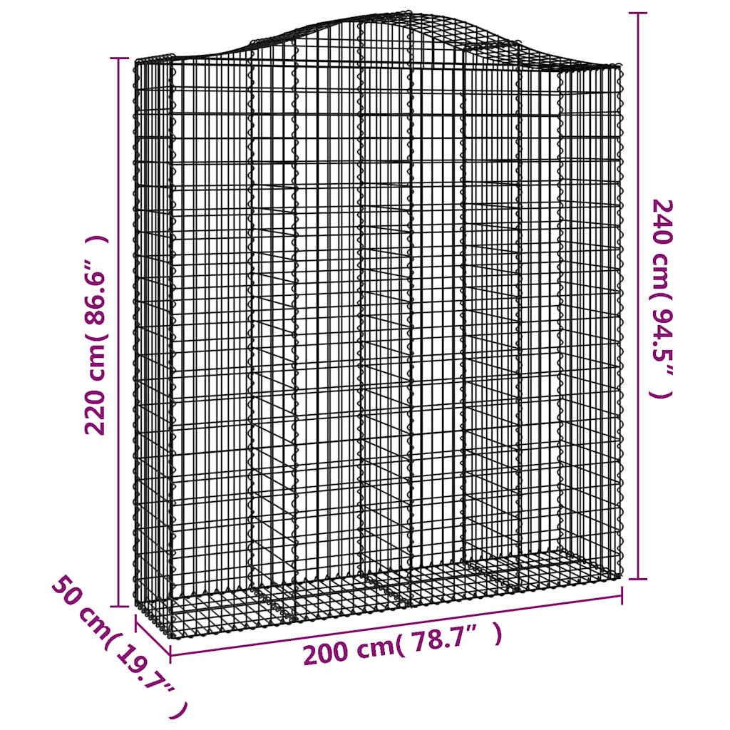 Lučne gabionske košare 7 kom 200x50x220/240cm pocinčano željezo