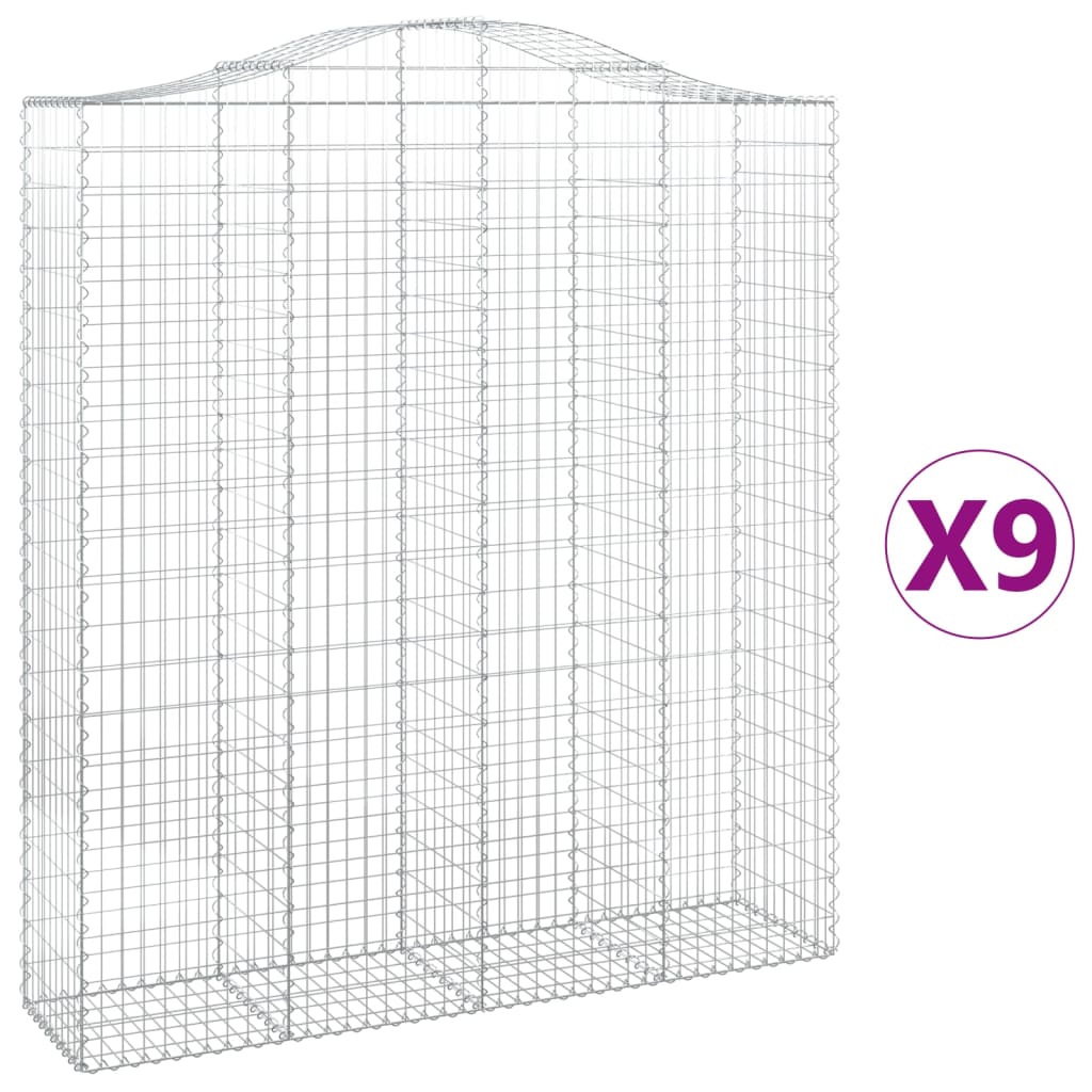 Lučne gabionske košare 9 kom 200x50x220/240cm pocinčano željezo