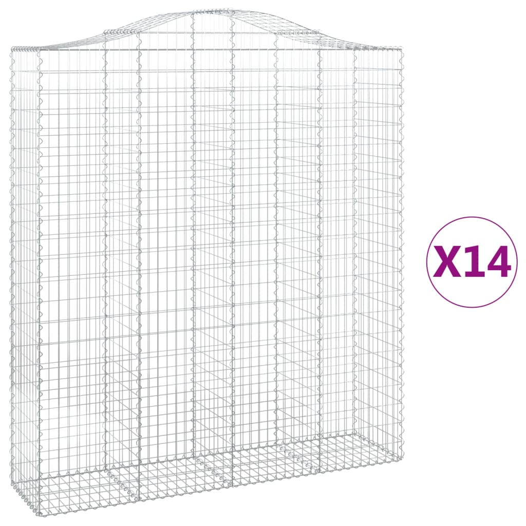 Lučne gabionske košare 14kom 200x50x220/240cm pocinčano željezo