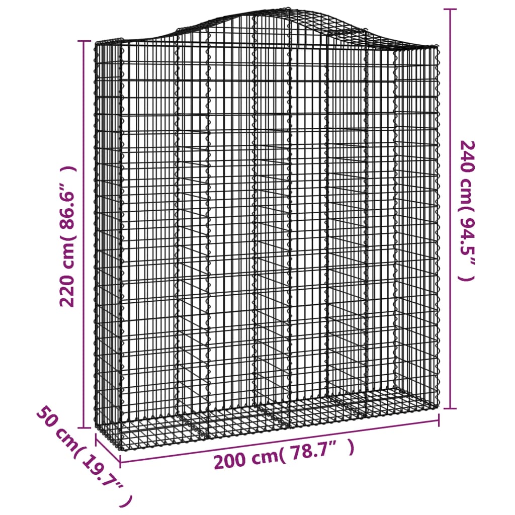 Lučne gabionske košare 14kom 200x50x220/240cm pocinčano željezo