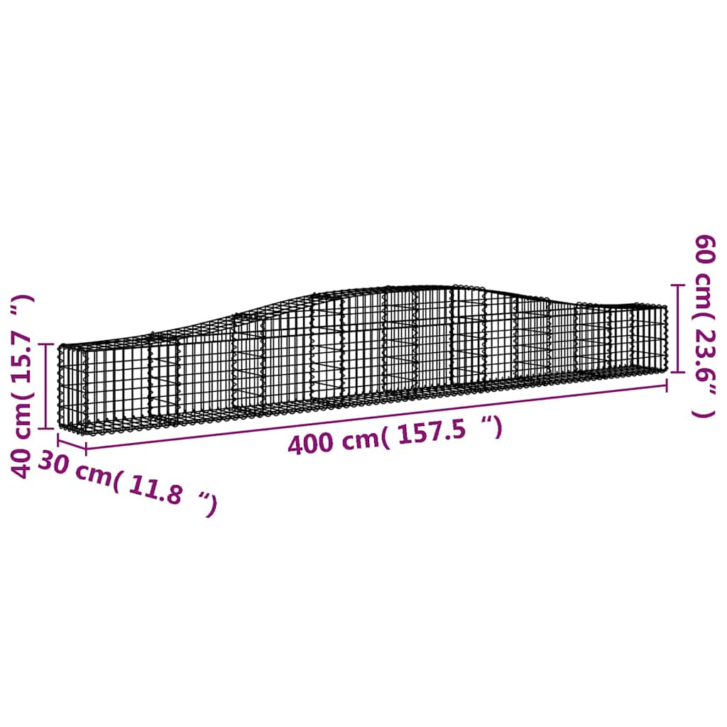 Lučne gabionske košare 9 kom 400x30x40/60 cm pocinčano željezo