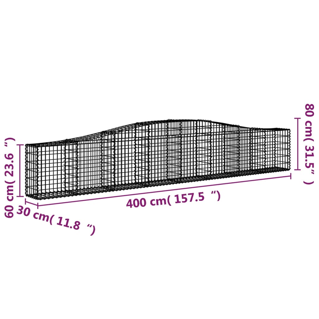 Lučne gabionske košare 2 kom 400x30x60/80 cm pocinčano željezo
