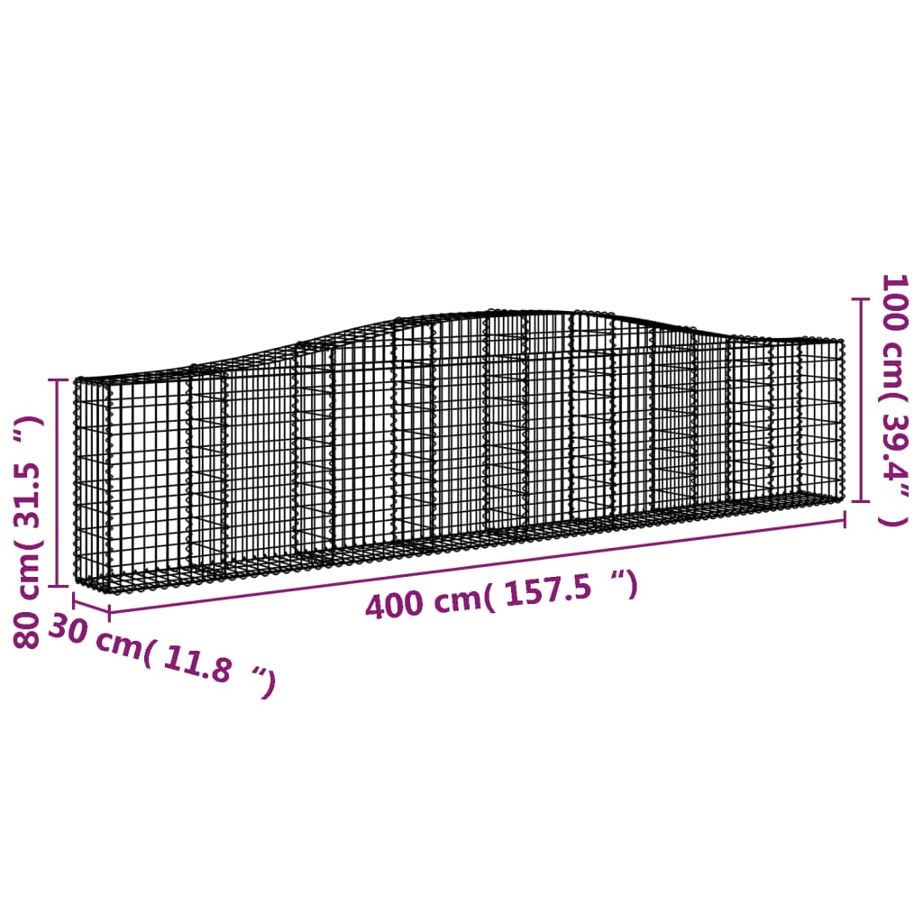Lučne gabionske košare 3 kom 400x30x80/100 cm pocinčano željezo