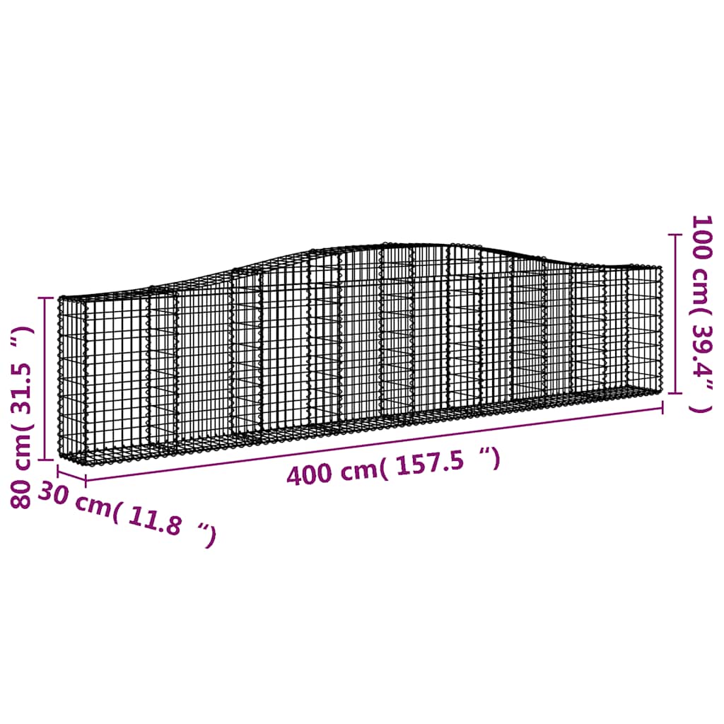Lučne gabionske košare 6 kom 400x30x80/100 cm pocinčano željezo