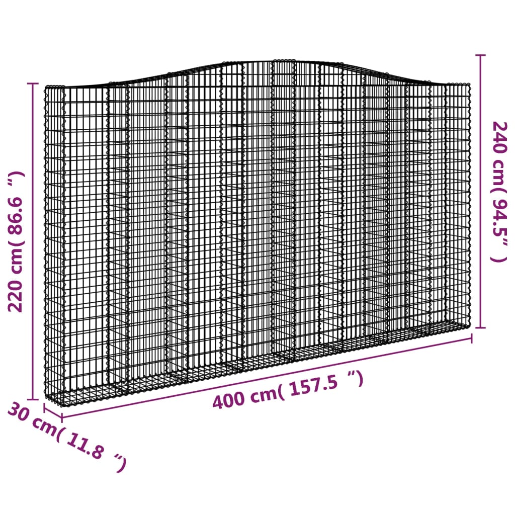 Lučne gabionske košare 4 kom 400x30x220/240cm pocinčano željezo