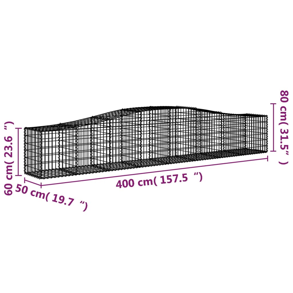 Lučne gabionske košare 3 kom 400x50x60/80 cm pocinčano željezo