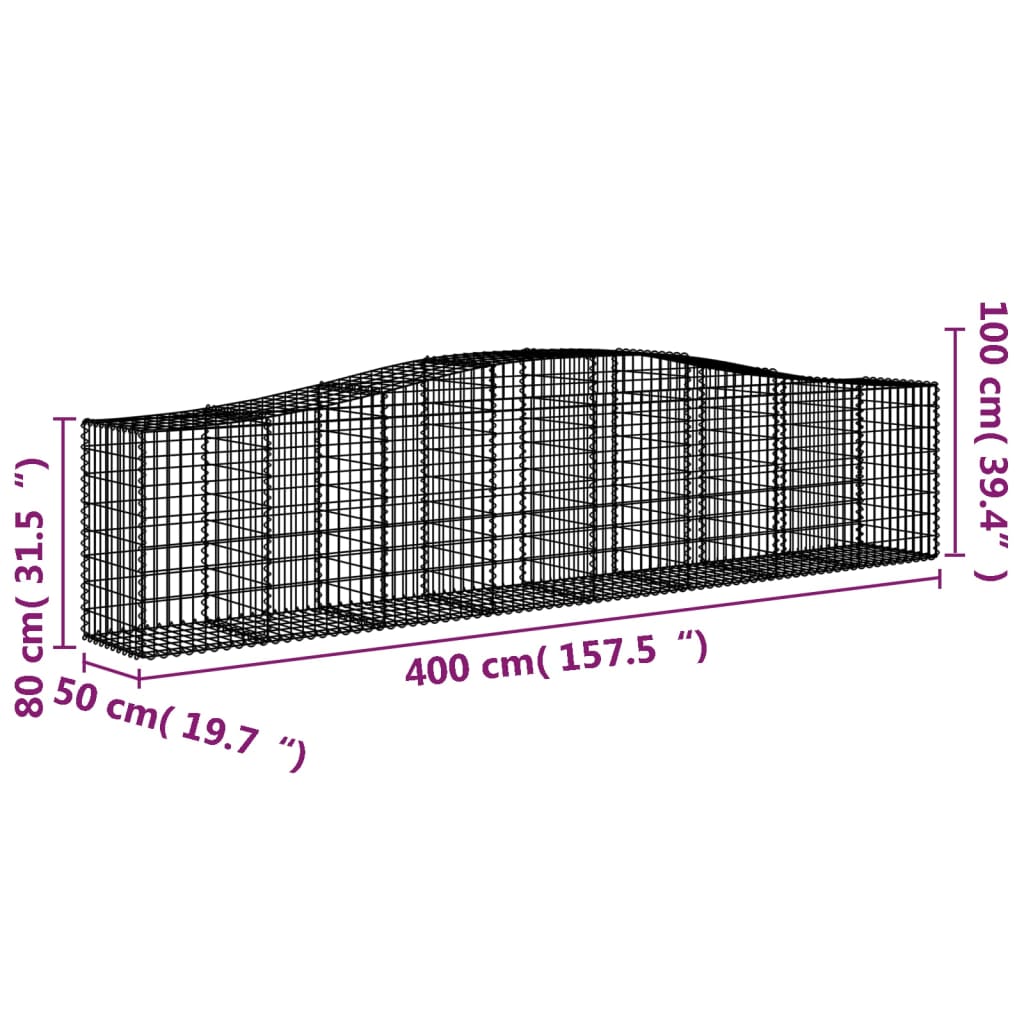 Lučne gabionske košare 5 kom 400x50x80/100 cm pocinčano željezo