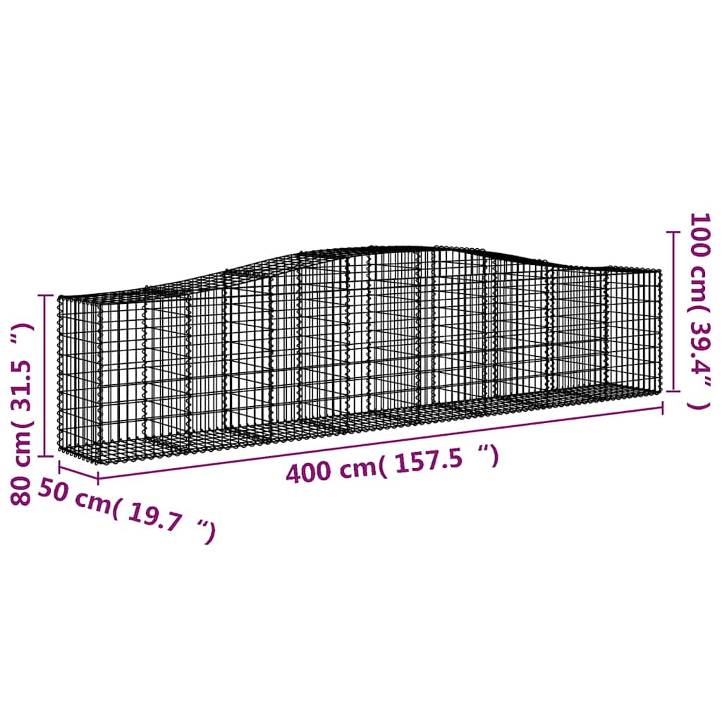 Lučne gabionske košare 7 kom 400x50x80/100 cm pocinčano željezo