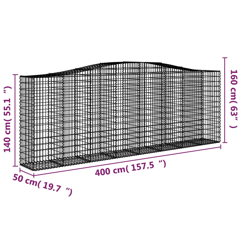 Lučne gabionske košare 2 kom 400x50x140/160cm pocinčano željezo