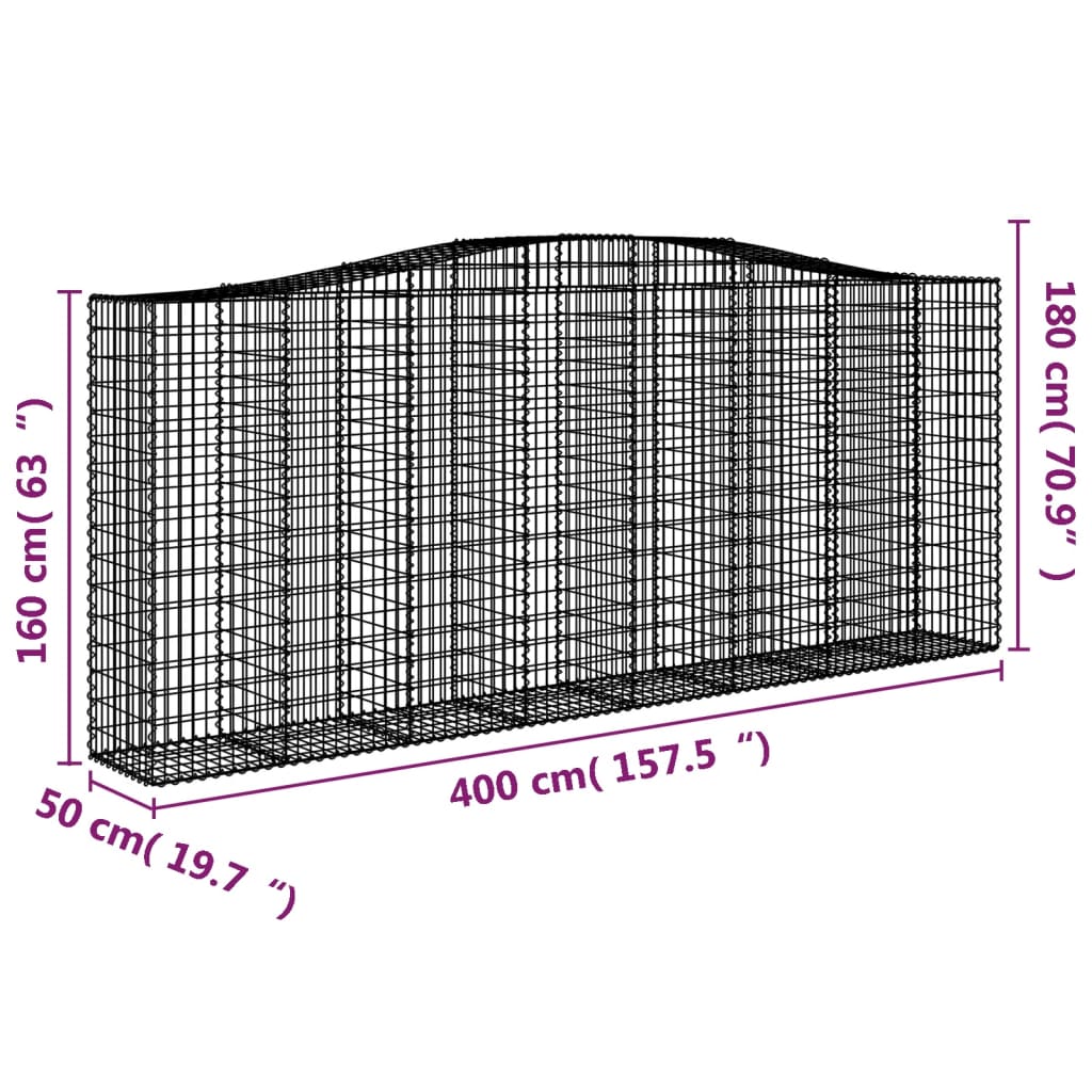 Lučne gabionske košare 7 kom 400x50x160/180cm pocinčano željezo