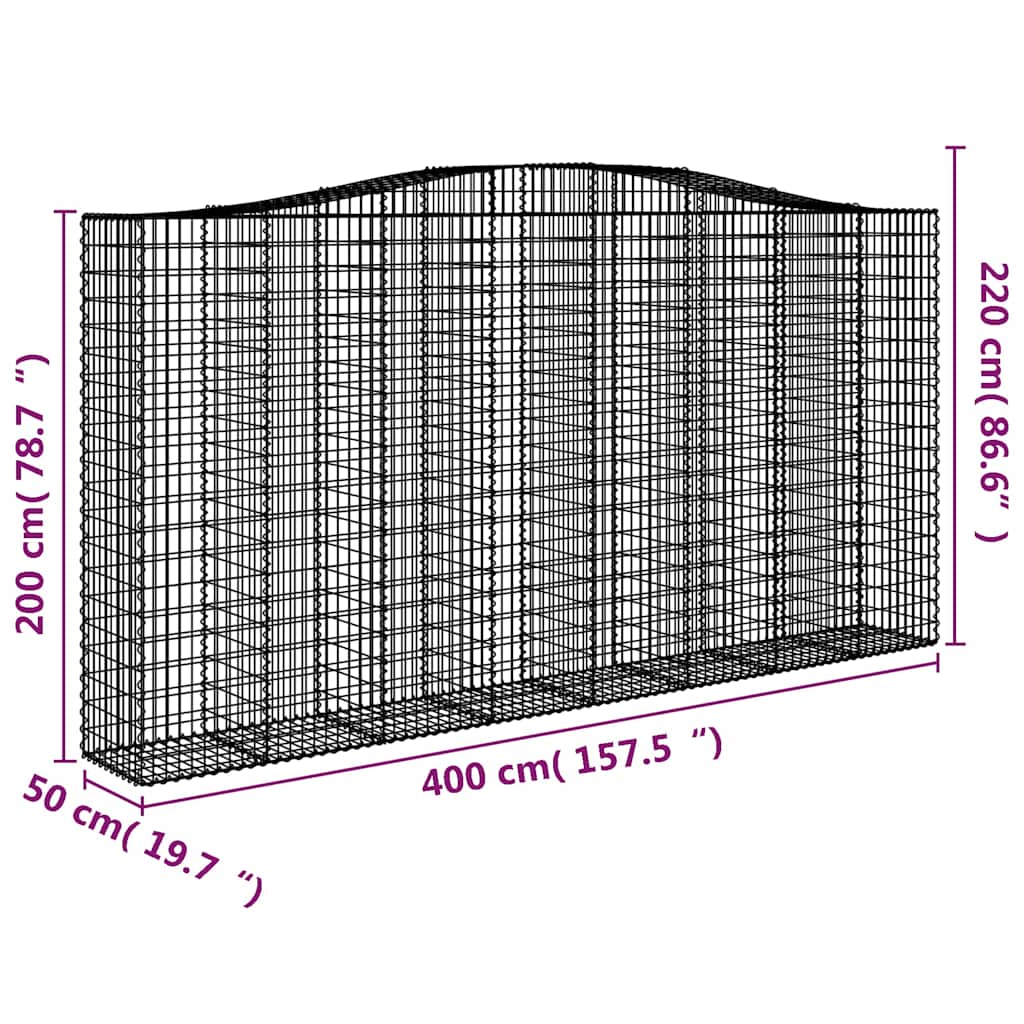 Lučne gabionske košare 9 kom 400x50x200/220cm pocinčano željezo
