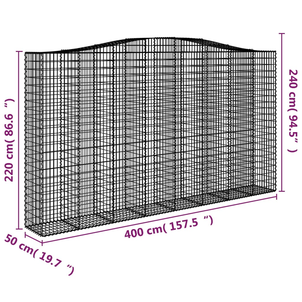 Lučne gabionske košare 5 kom 400x50x220/240cm pocinčano željezo