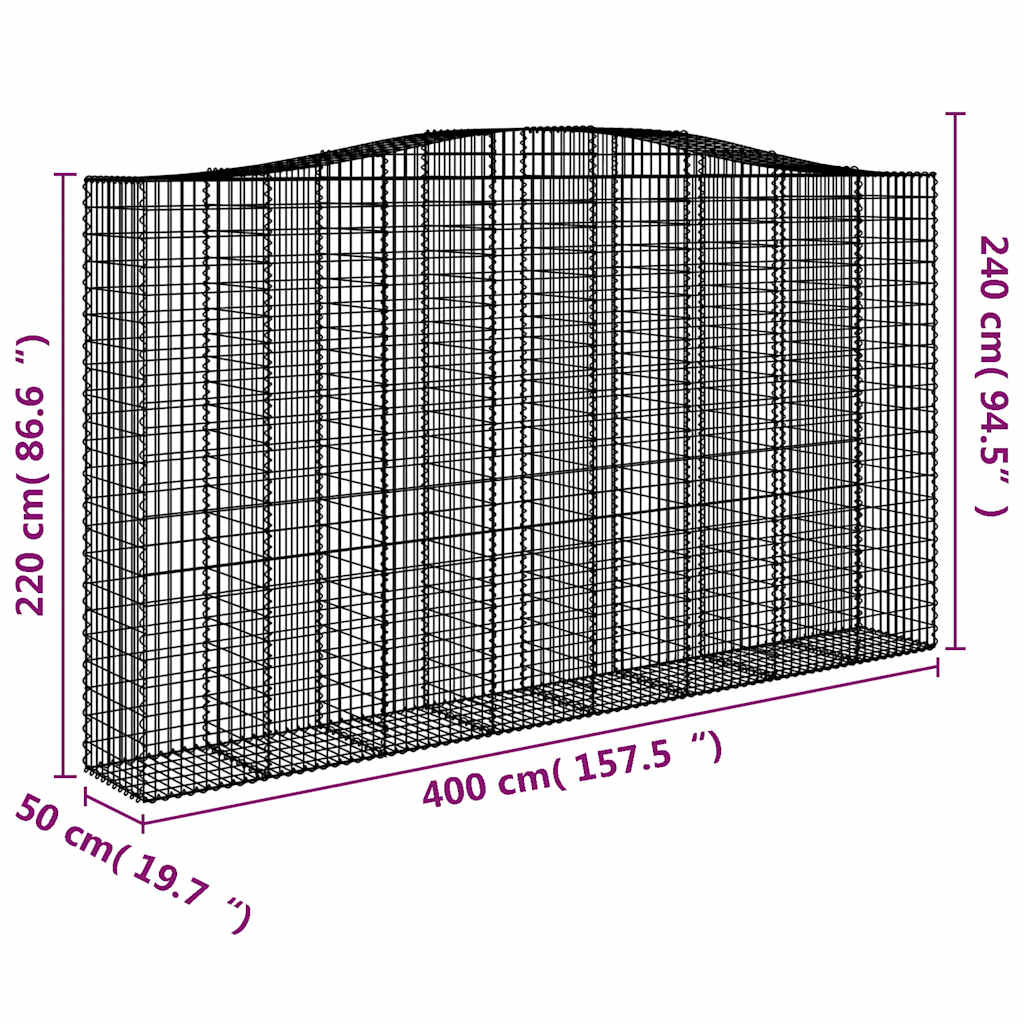 Lučne gabionske košare 6 kom 400x50x220/240cm pocinčano željezo