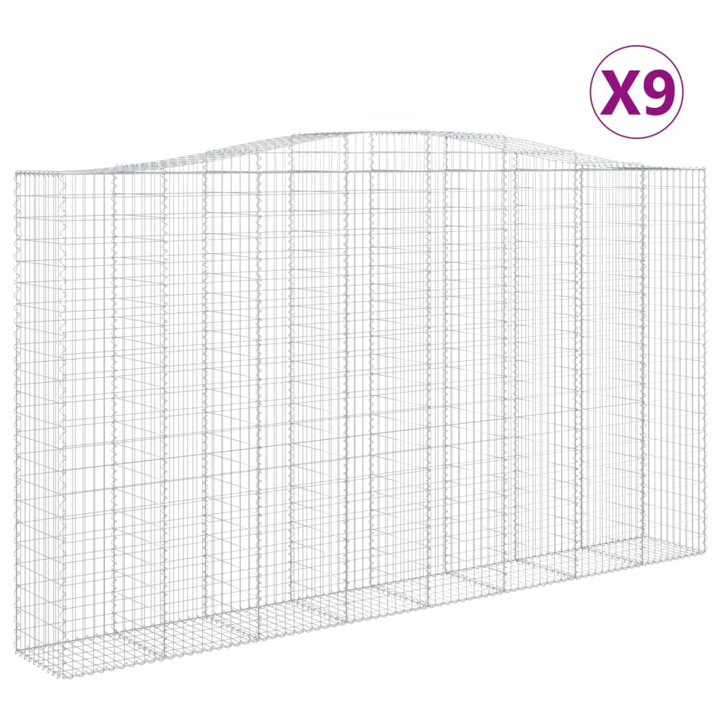 Lučne gabionske košare 9 kom 400x50x220/240cm pocinčano željezo