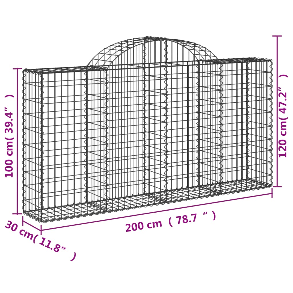 Lučne gabionske košare 2 kom 200x30x100/120cm pocinčano željezo