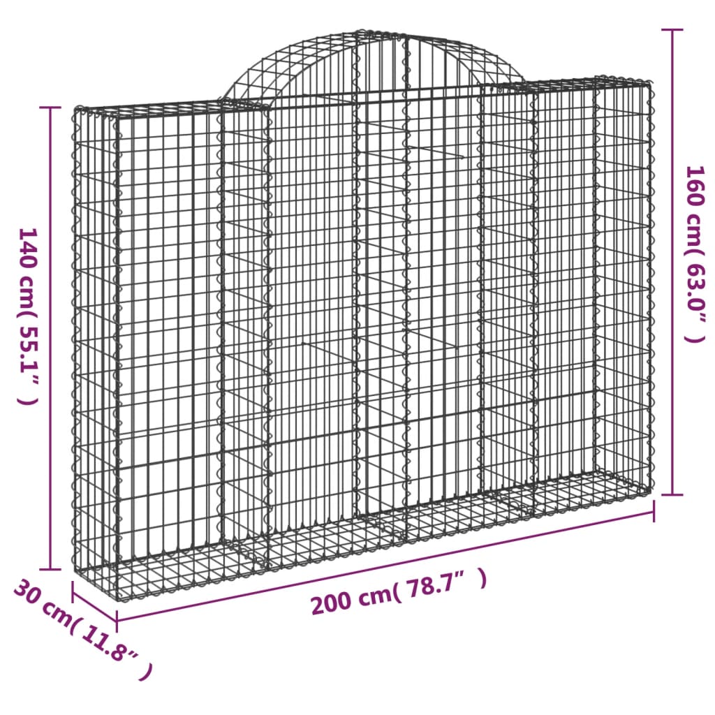 Lučne gabionske košare 7 kom 200x30x40/60 cm pocinčano željezo