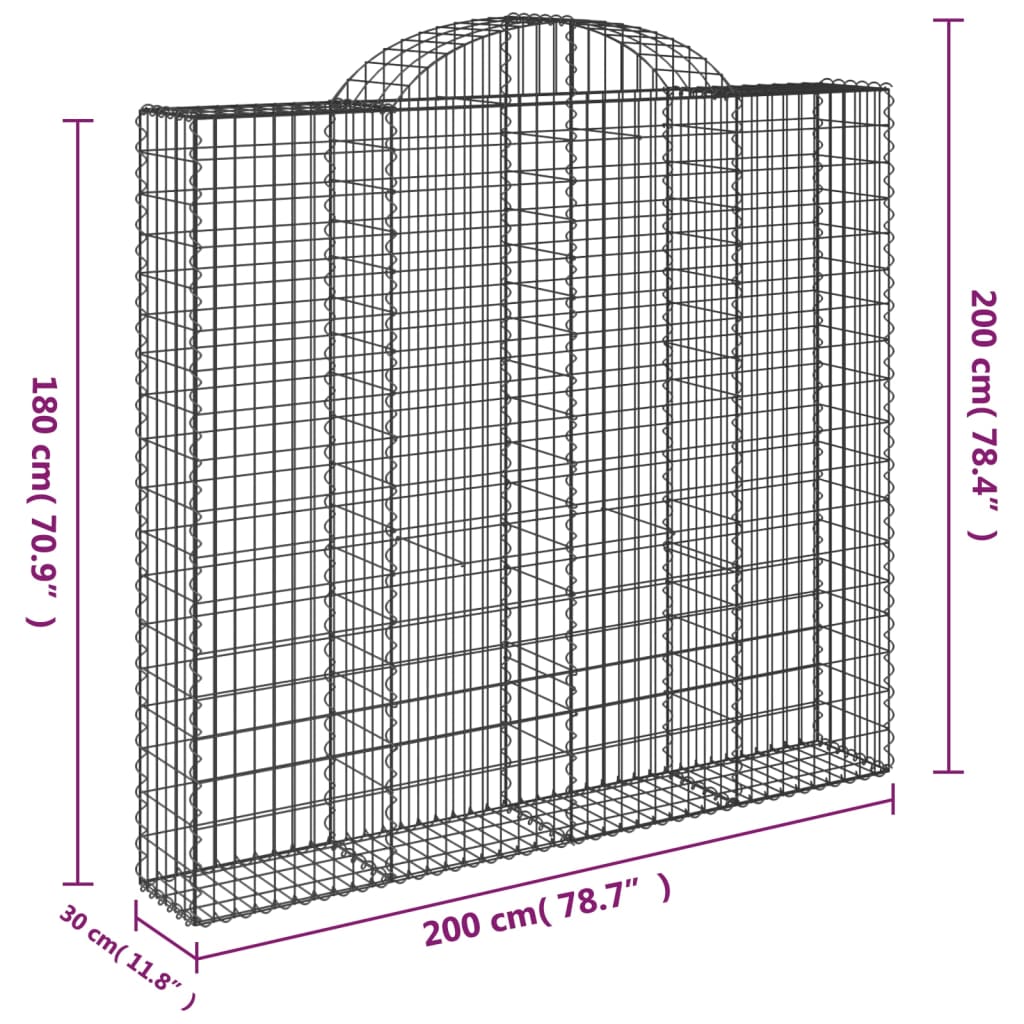 Lučne gabionske košare 5 kom 200x30x180/200cm pocinčano željezo