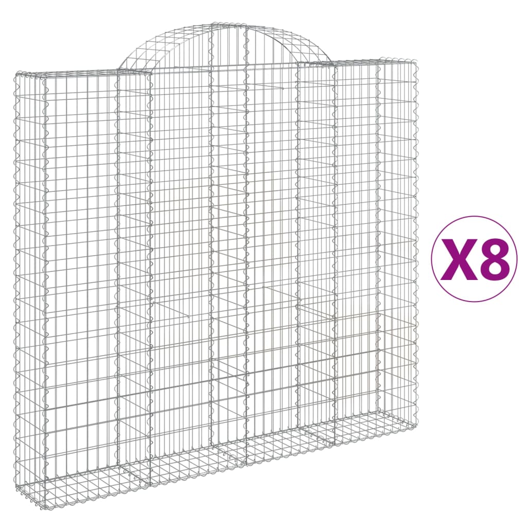 Lučne gabionske košare 8 kom 200x30x180/200cm pocinčano željezo