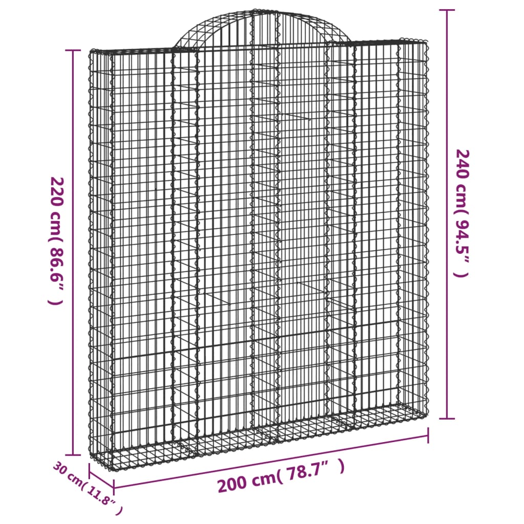 Lučne gabionske košare 4 kom 200x30x220/240cm pocinčano željezo
