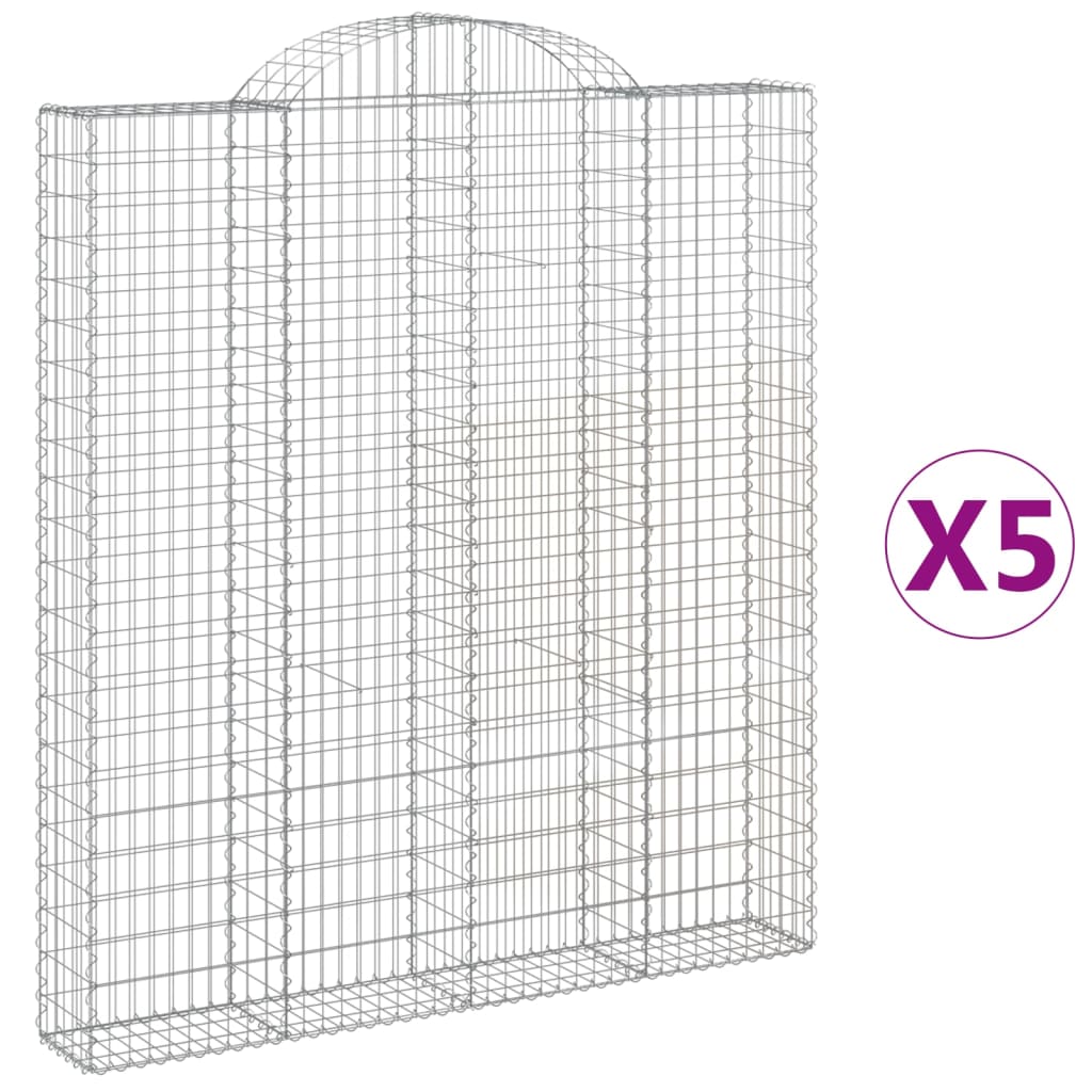 Lučne gabionske košare 5 kom 200x30x220/240cm pocinčano željezo