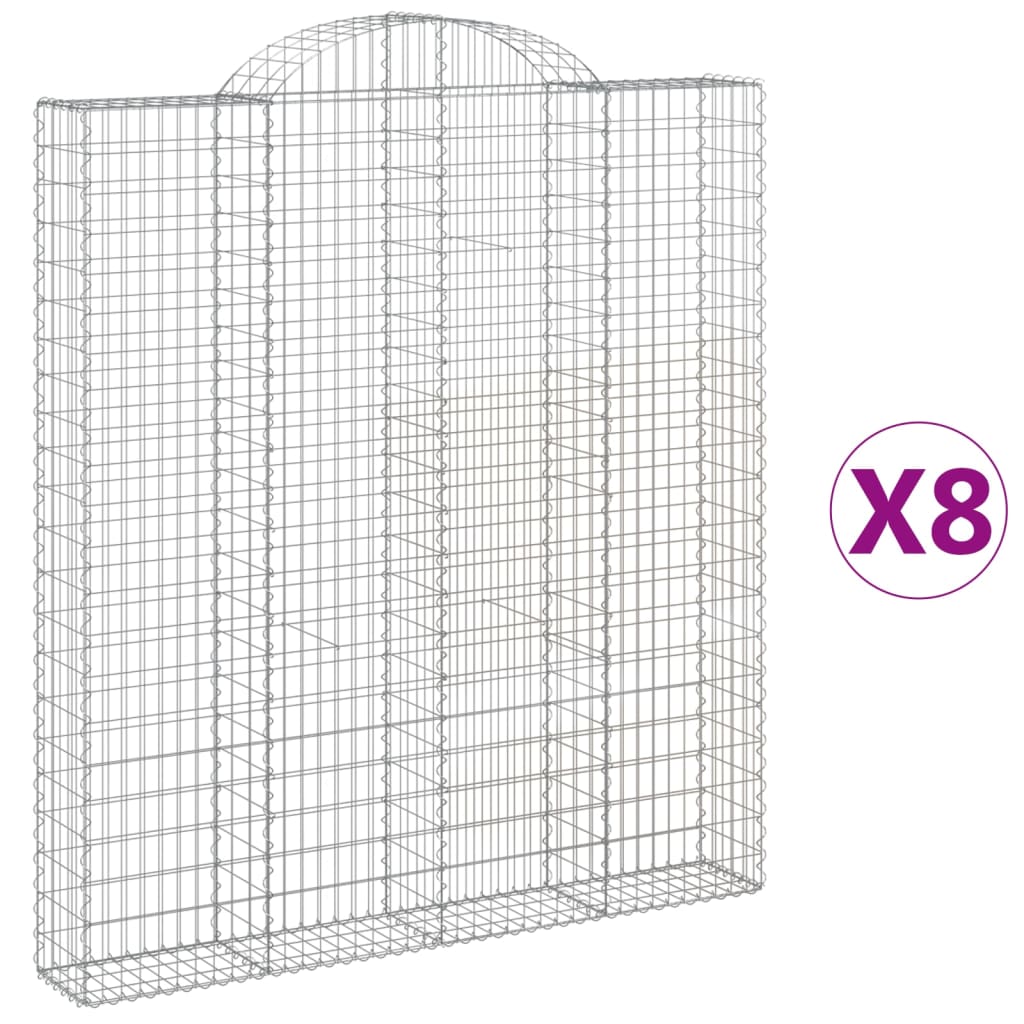 Lučne gabionske košare 8 kom 200x30x220/240cm pocinčano željezo