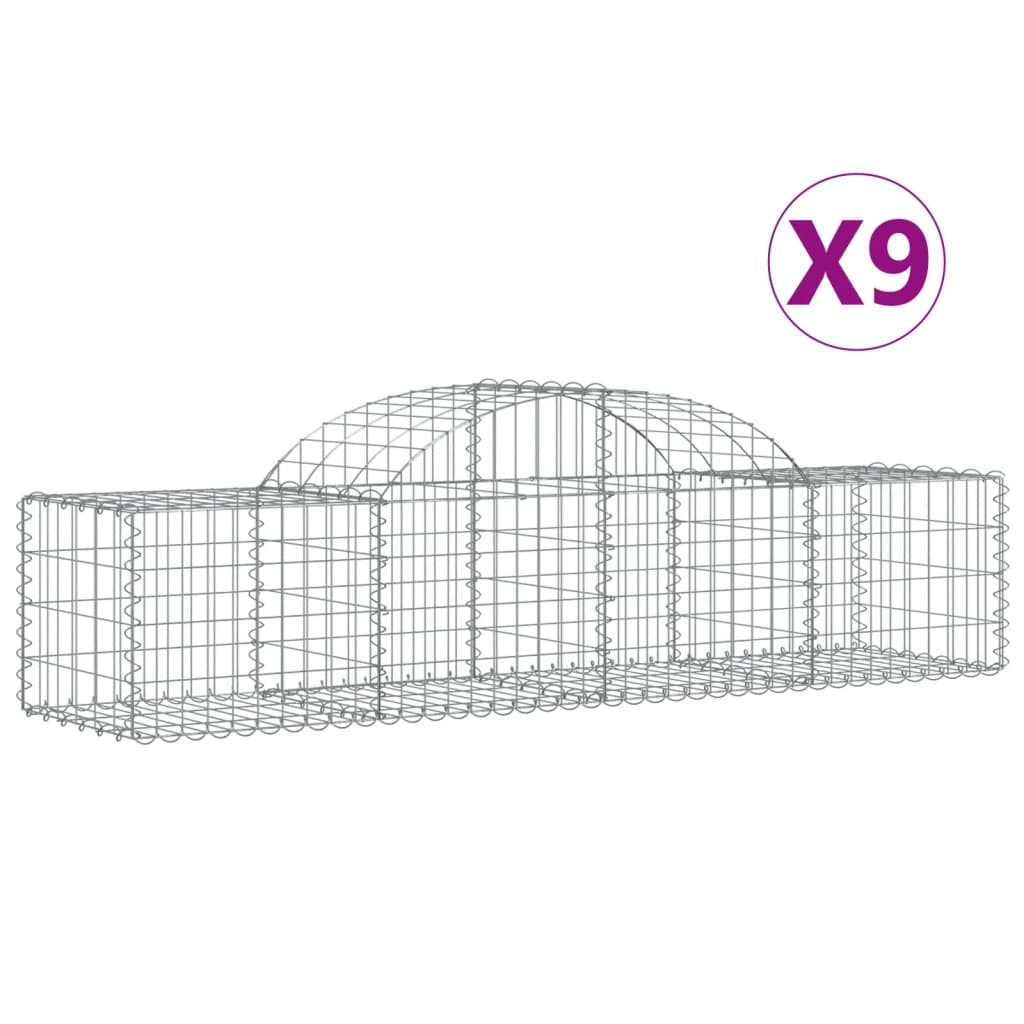 Lučne gabionske košare 9 kom 200x50x40/60 cm pocinčano željezo