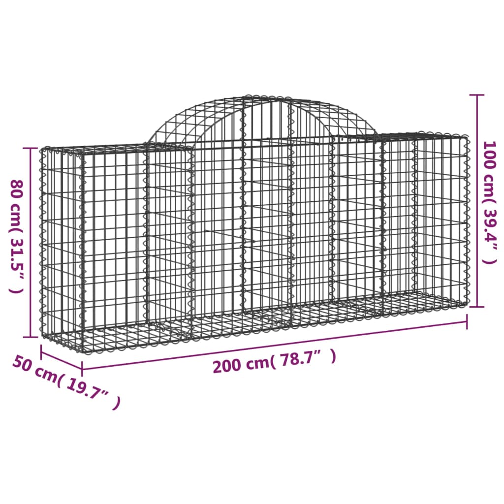 Lučne gabionske košare 4 kom 200x50x80/100 cm pocinčano željezo