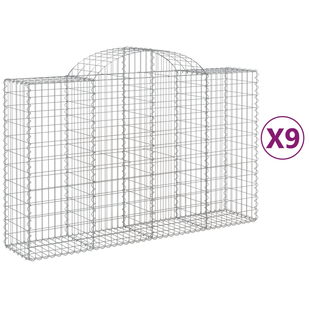 Lučne gabionske košare 9 kom 200x50x120/140cm pocinčano željezo