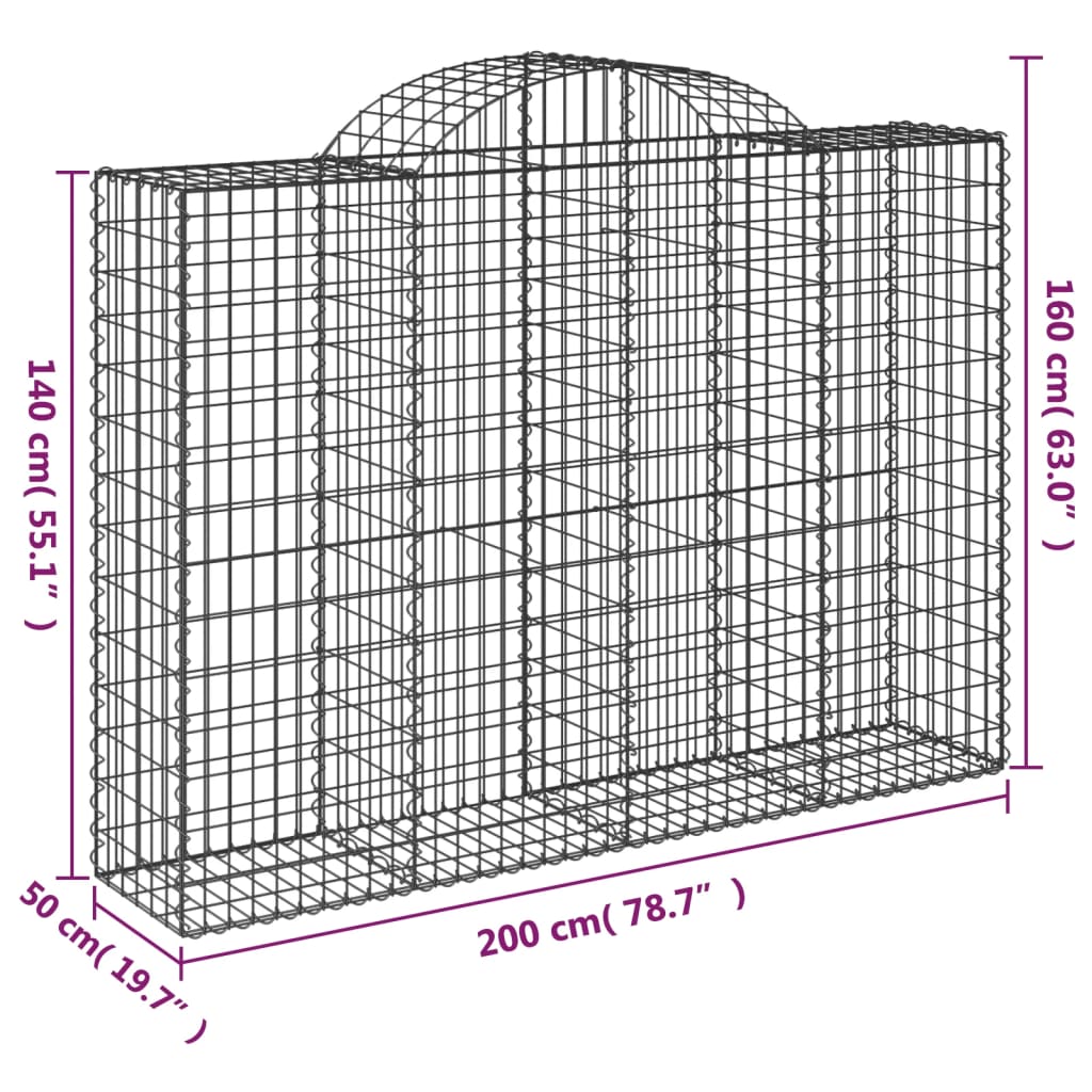 Lučne gabionske košare 20kom 200x50x140/160cm pocinčano željezo