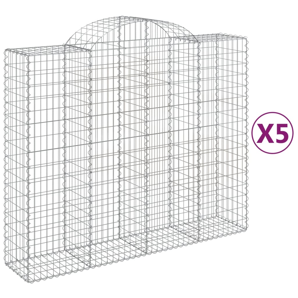 Lučne gabionske košare 5 kom 200x50x160/180cm pocinčano željezo