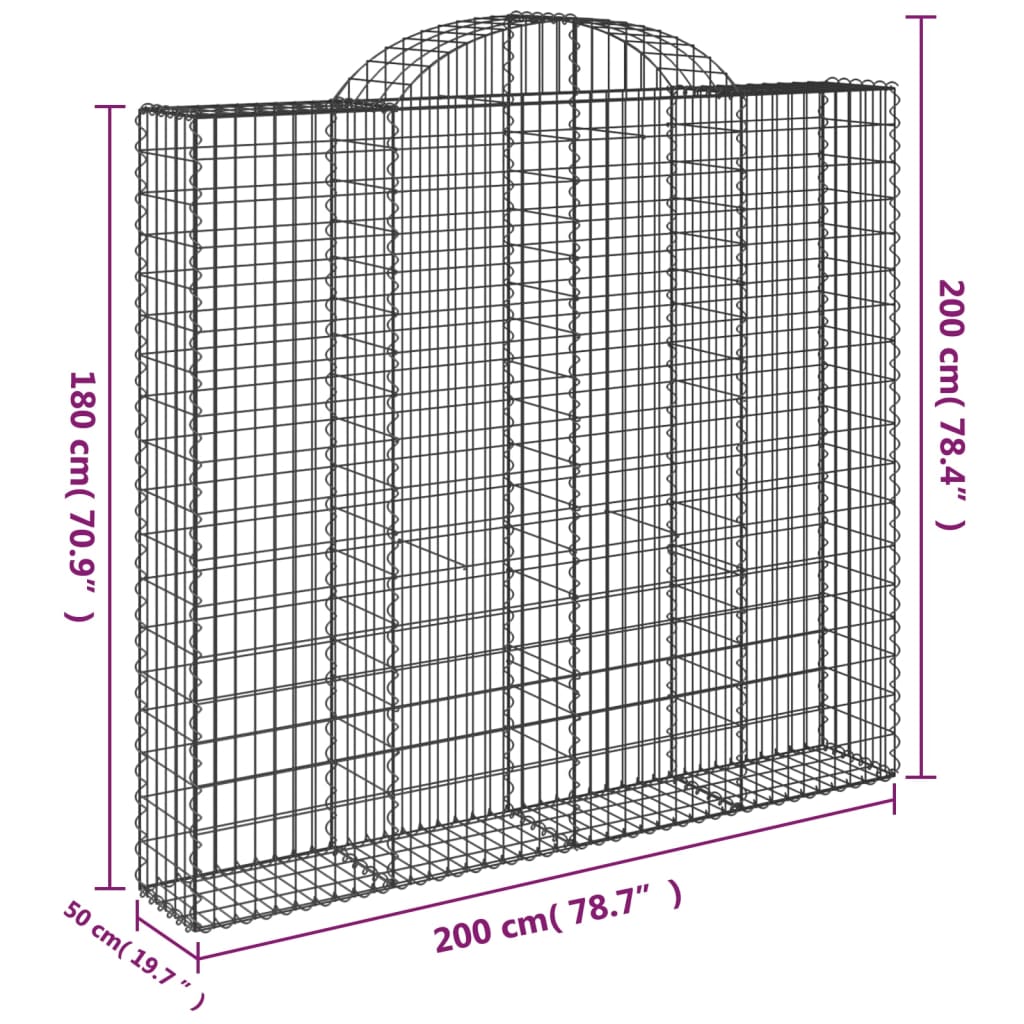 Lučne gabionske košare 8 kom 200x50x180/200cm pocinčano željezo