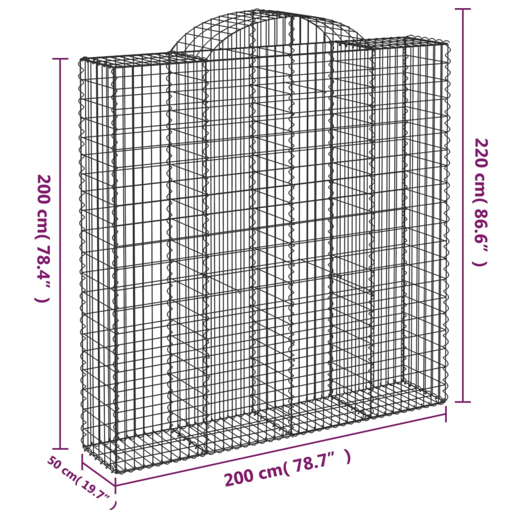 Lučne gabionske košare 3 kom 200x50x200/220cm pocinčano željezo