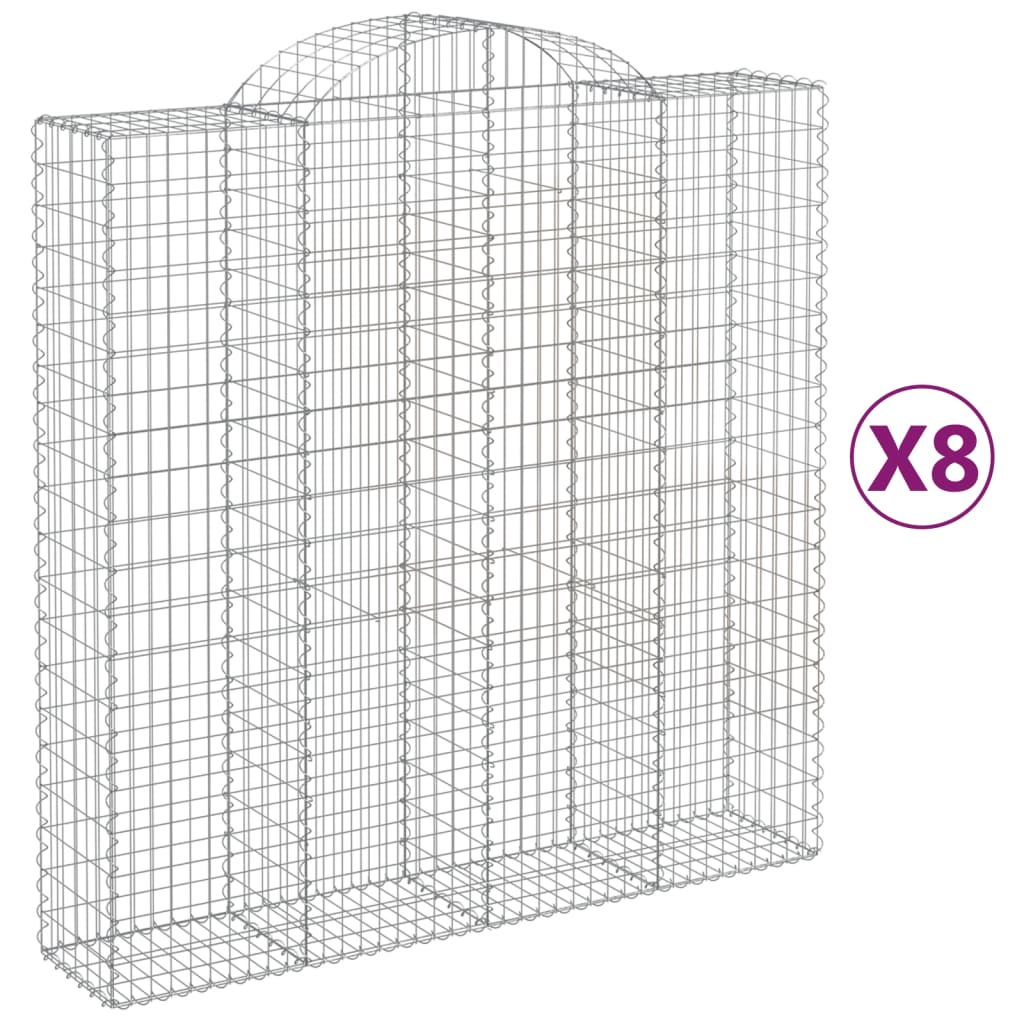 Lučne gabionske košare 8 kom 200x50x200/220cm pocinčano željezo