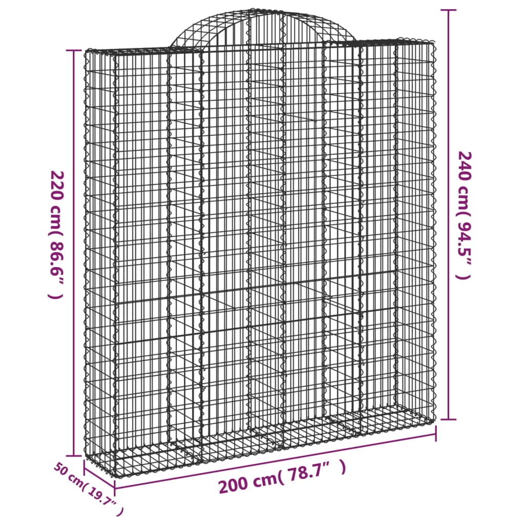 Lučne gabionske košare 7 kom 200x50x220/240cm pocinčano željezo