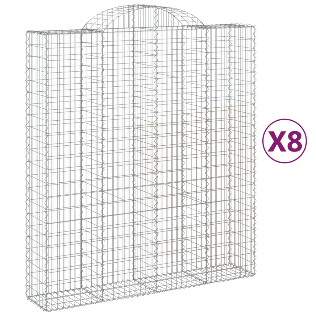 Lučne gabionske košare 8 kom 200x50x220/240cm pocinčano željezo