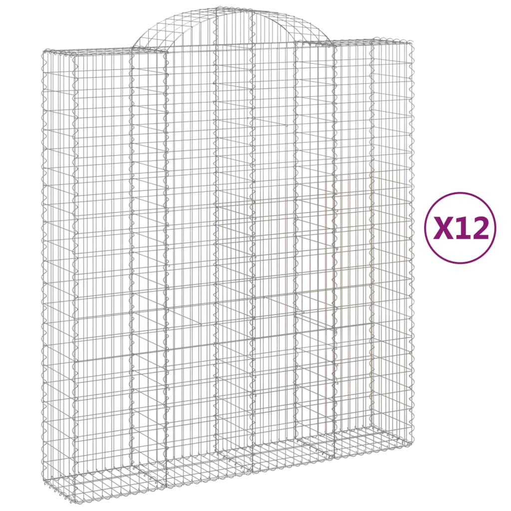 Lučne gabionske košare 12kom 200x50x220/240cm pocinčano željezo