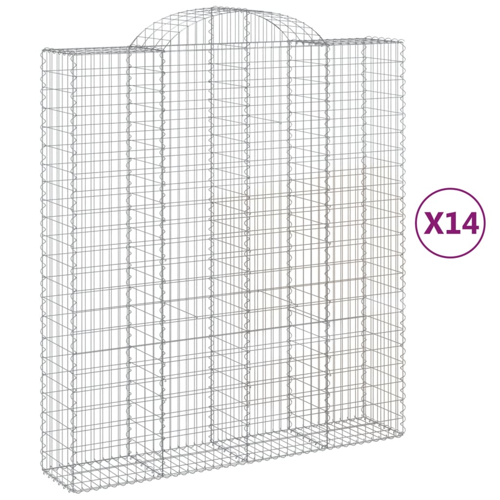 Lučne gabionske košare 14kom 200x50x220/240cm pocinčano željezo