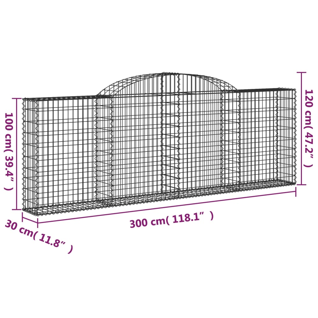 Lučne gabionske košare 4 kom 300x30x100/120cm pocinčano željezo