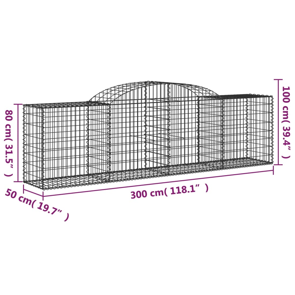 Lučne gabionske košare 9 kom 300x50x80/100 cm pocinčano željezo